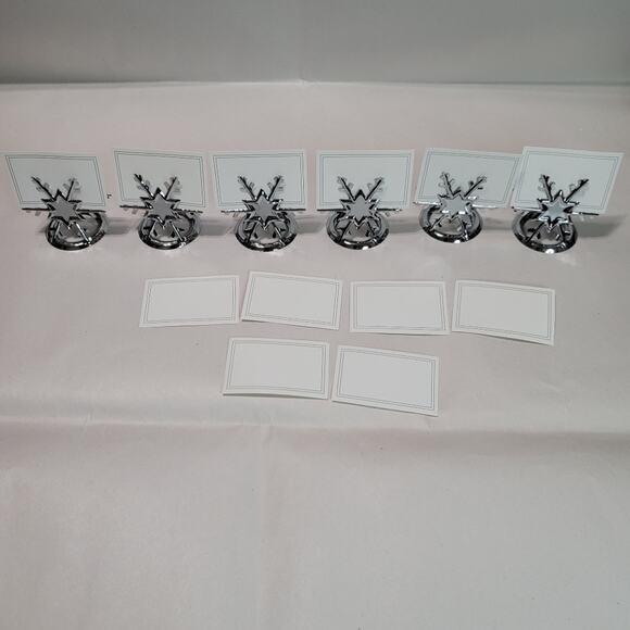 Pier 1 Imports Silver-Tone Six Snowflakes Place Card Holders - Picture 8 of 12